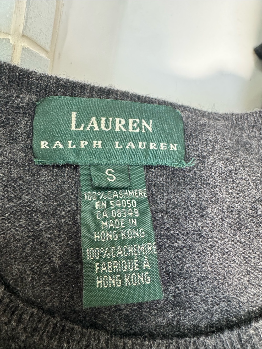 Lauren Ralph Lauren Charcoal Short-Sleeve Cashmere Sweater.size S. Classic - Picture 4 of 4